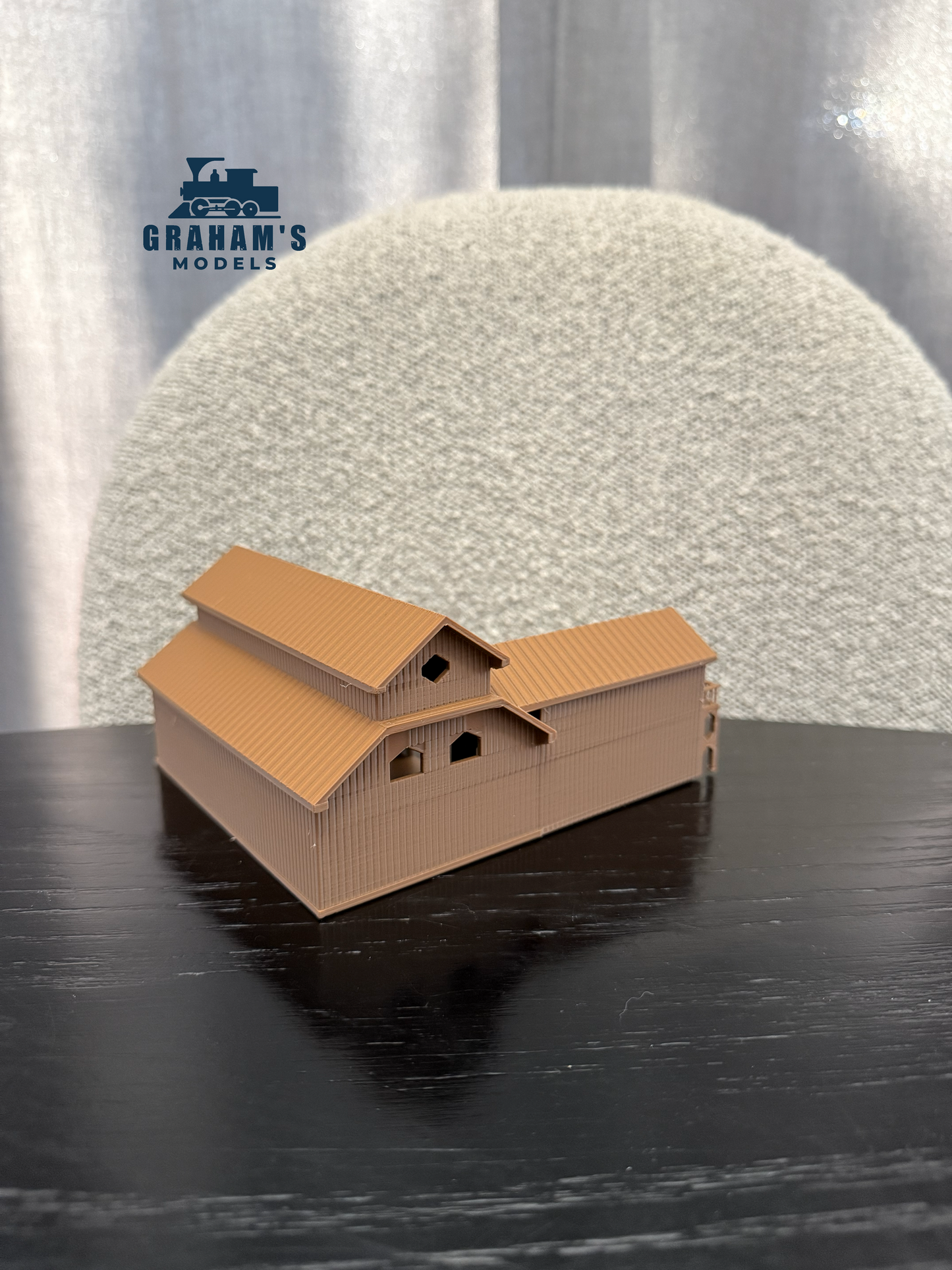 N Scale Saw Mill Main Building Only (Brown) - 1:160 Gauge - Preassembled & Built - Graham’s Models