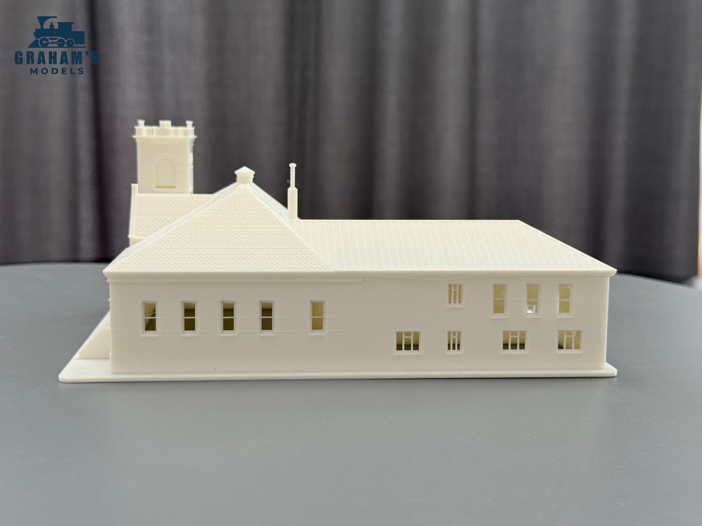 N scale church model by Graham’s Models, mostly assembled, detailed miniature building for model train layouts and dioramas.