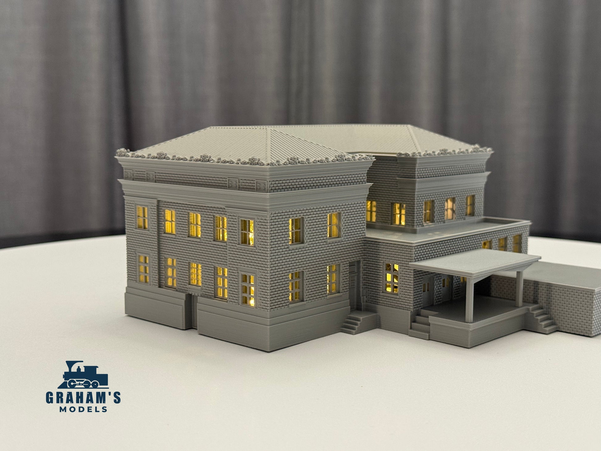 N scale Post Office building model by Graham’s Models, mostly assembled, detailed miniature for model train layouts.
