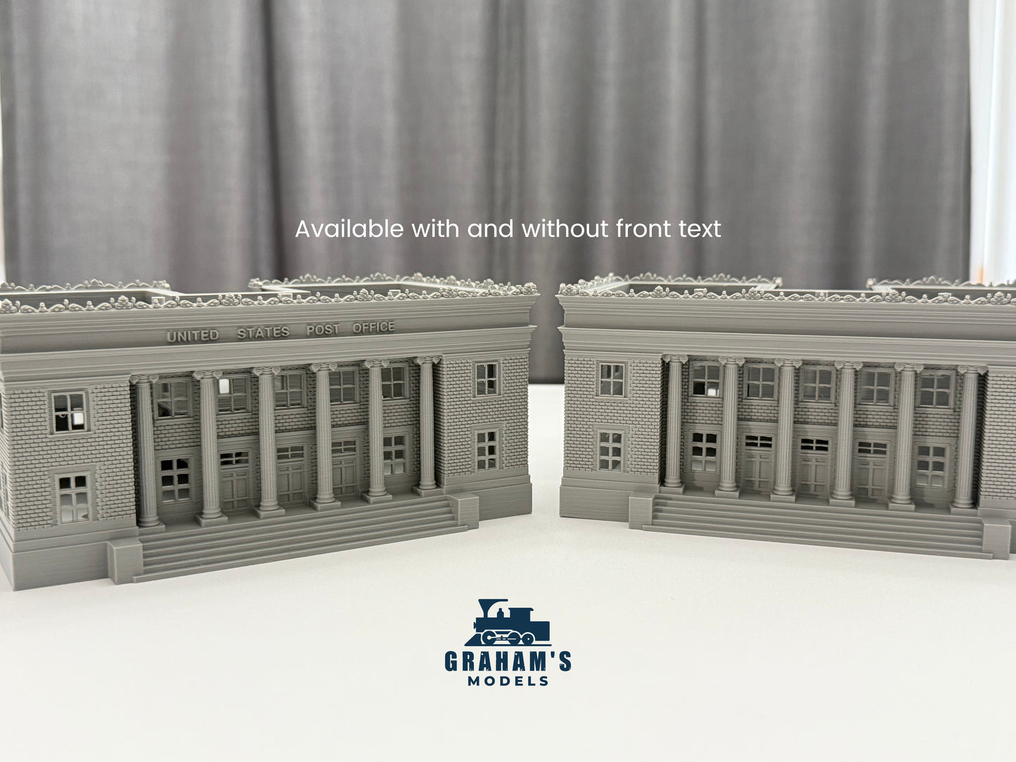 N scale Post Office building in mostly assembled model by Graham’s Models, detailed miniature for model train layouts.