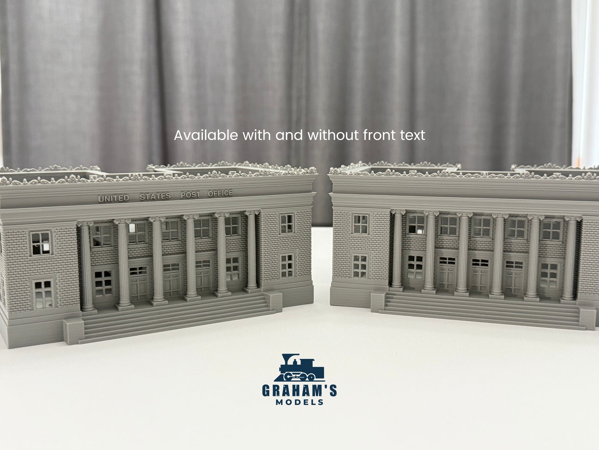 N scale Post Office building in mostly assembled model by Graham’s Models, detailed miniature for model train layouts.