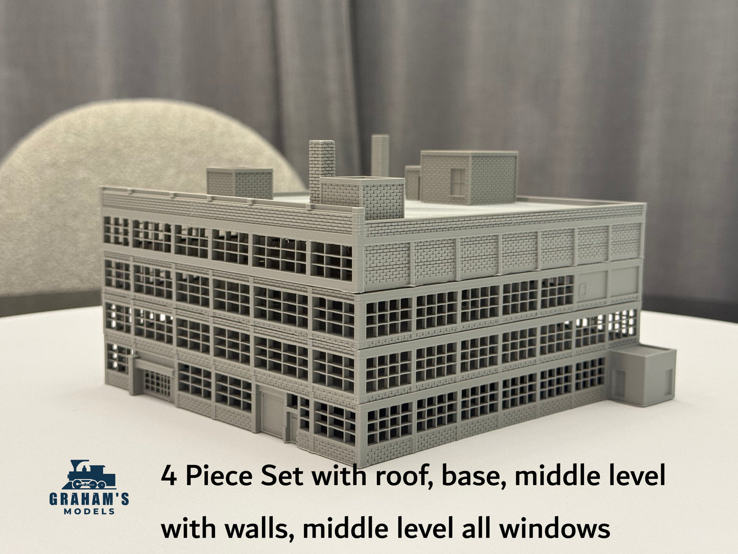 N Scale Modular Warehouse - Stackable Levels - Assembled - 1:160 Gaug