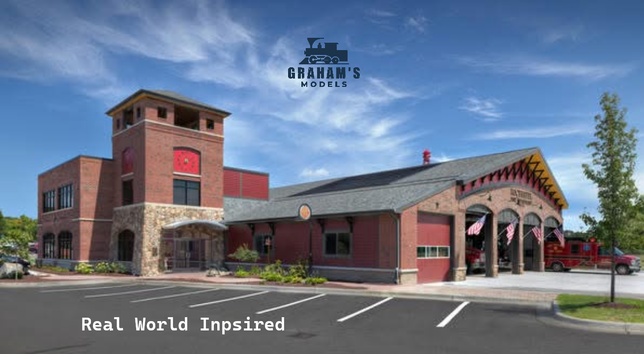 N Scale Fire House - 1:160 Gauge Fire Department - Preassembled & Built - Graham’s Models