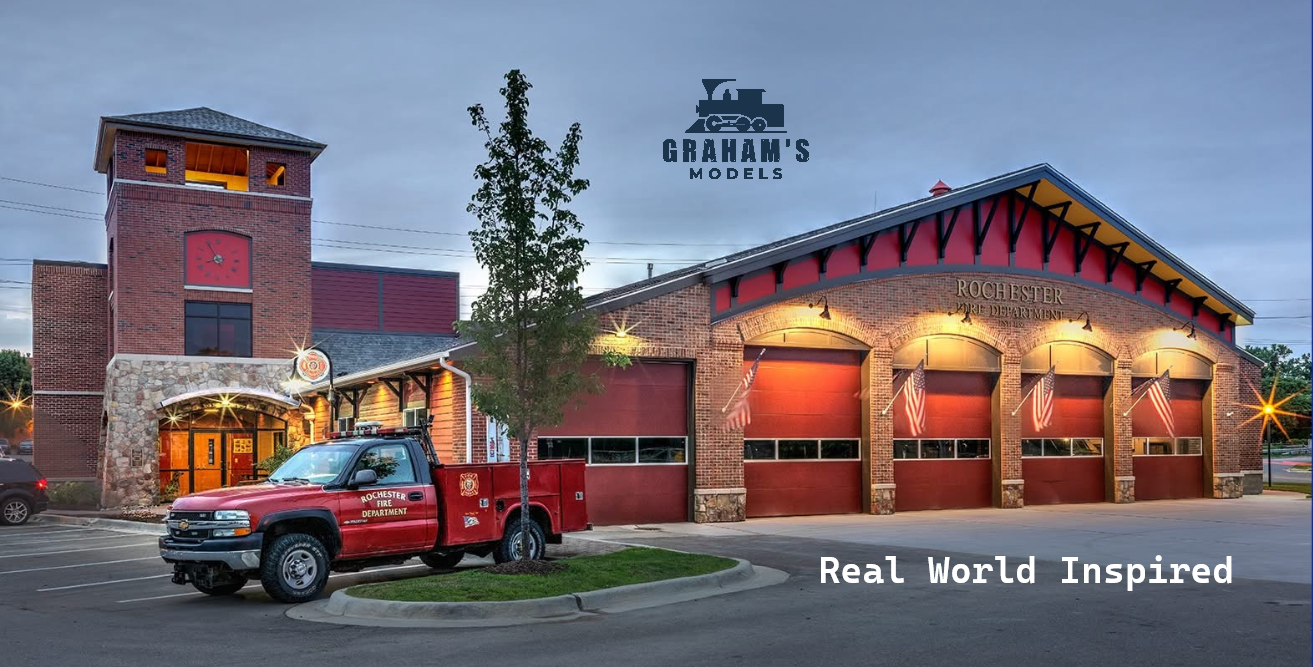 N Scale Fire House - 1:160 Gauge Fire Department - Preassembled & Built - Graham’s Models