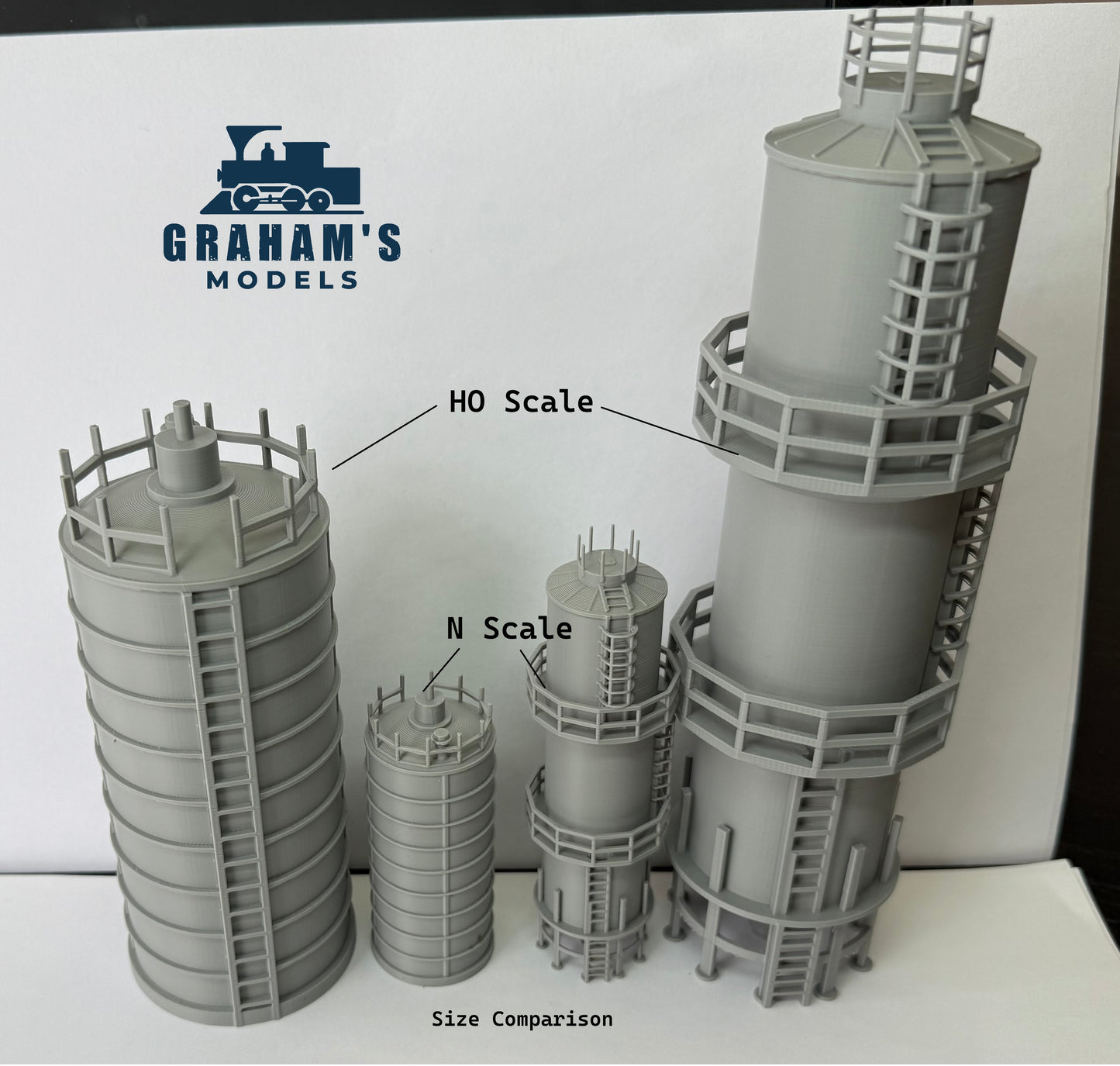 HO Scale Fuel Tank Storage Silos/ 1:87 Gauge - Prebuilt Models - Assembled - Graham’s Models
