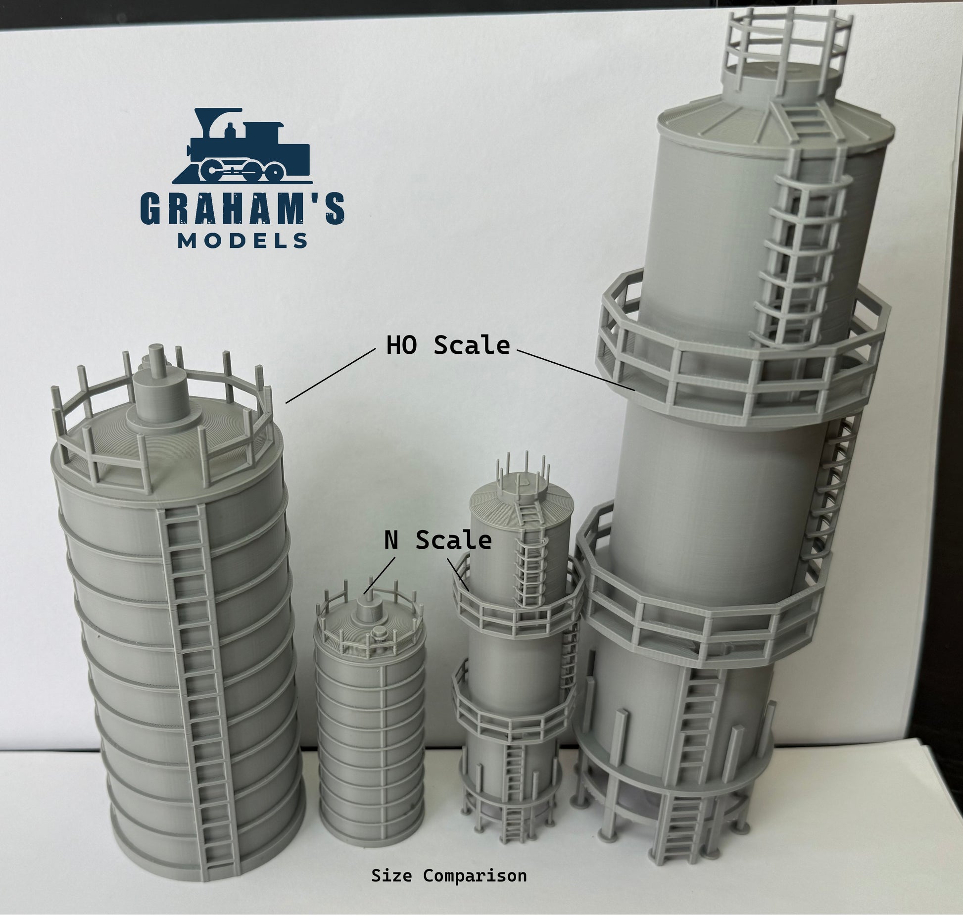 HO Scale Fuel Tank Storage Silos/ 1:87 Gauge - Prebuilt Models - Assembled - Graham’s Models